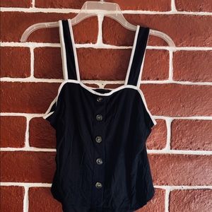 Black White Detail Tank Sleeve Top